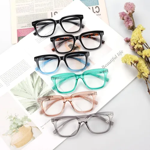 Miniatura 7 de Paquete de 6 lentes de lectura de moda para mujeres y hombres, bloqueo de luz azul, lectores cuadrados de gran tamaño con bisagra de resorte Paquete