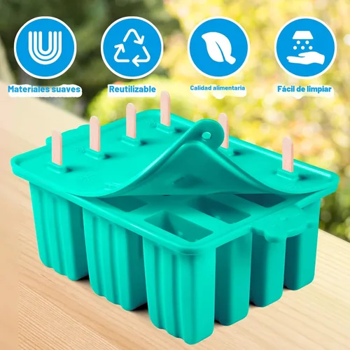 Miniatura 7 de Moldes de silicona para paletas de hielo, sin BPA, de grado alimenticio, con 50 palitos de paleta, 50 bolsas de paletas para niños, fácil limpieza
