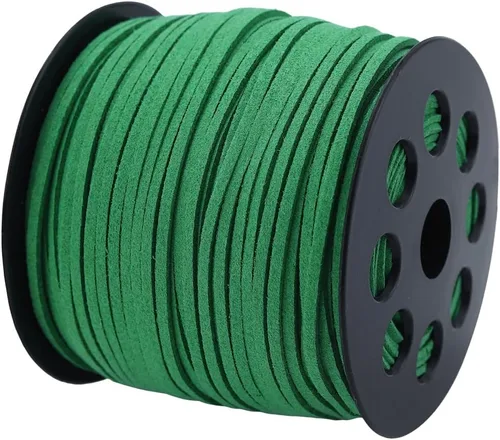 Miniatura 8 de Cordón plano de gamuza de 0.104 in x 100 yardas, cuerda de cuero con carrete en rollo, cordón de piel sintética para hacer joyas, collares, Azul