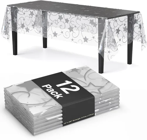Miniatura 8 de Exquisite Mantel de Mesa de Encaje Redondo de Mesa de Plástico Paquete de 12 Manteles de Encaje Redondos de 84 pulgadas Mantel Floral Blanco