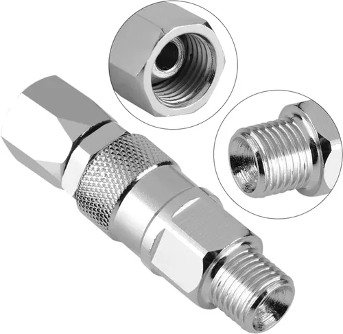 Miniatura 5 de Articulación de pulverizador, 1/4 de pulgada y 360 grados de rotación de pintura sin aire, accesorio giratorio, acero inoxidable plateado de alta