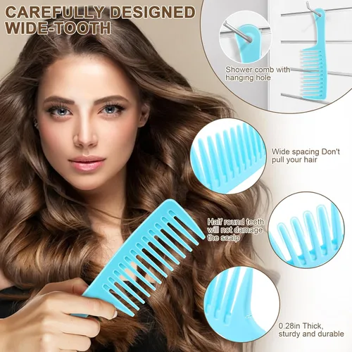 Miniatura 4 de NICEMOVIC Peine para mujer, peine de dientes anchos y cola de rata, herramienta para el cabello, 10 peines para el cabello, herramienta de moldeo