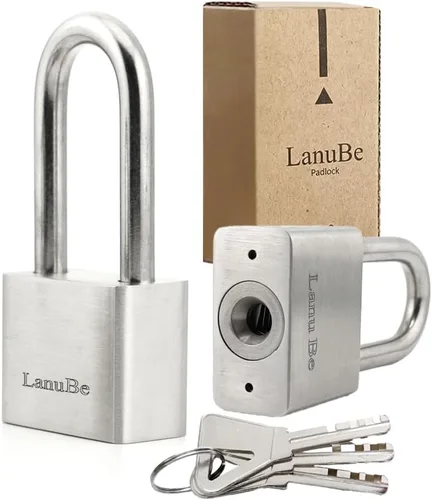 Miniatura 10 de LanuBe Candados de acero inoxidable 304 con igual llave para uso en exteriores, candado para vaso de pines, cuerpo de 2 pulgadas de ancho, grillete