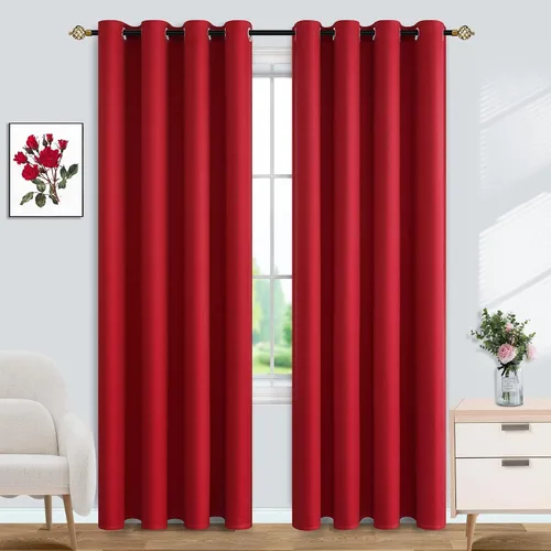 Miniatura 10 de Cortinas y cortinas de poliéster con ojales en la parte superior para oscurecer la habitación, sala de estar con aislamiento térmico