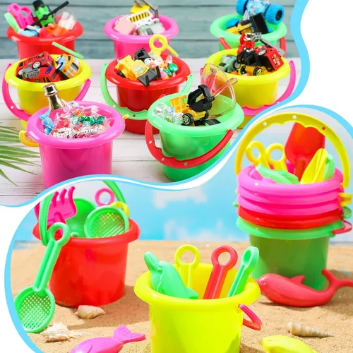 Miniatura 2 de Jexine 96 piezas de recuerdos de fiesta en la playa para niños, juego de 24 cubos de arena y palas para cubo de fiesta, caja de arena y mini cubo