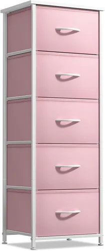 Miniatura 16 de Sorbus Cómoda de tela para dormitorio de niños, cómoda de 5 cajones, torre de almacenamiento alta, organizador de ropa, para armario, sala