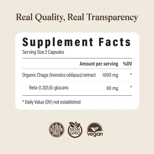Miniatura 8 de Real Mushrooms Cápsulas de Seta Chaga – Extracto de Chaga Orgánico en Polvo con Polvo de Extracto para el Bienestar y Apoyo Energético – Vegano, Sin