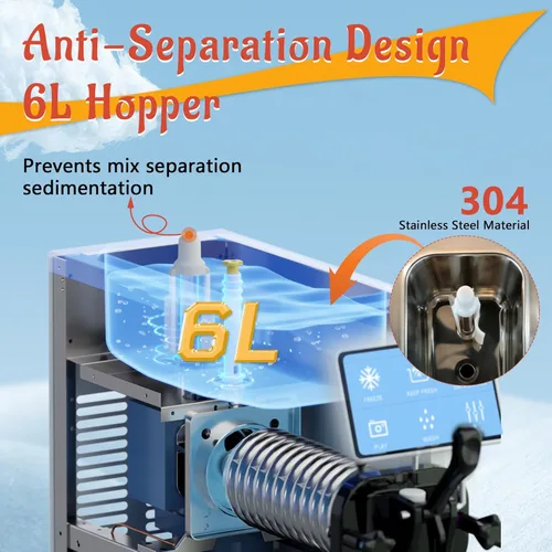 Miniatura 4 de Máquina de helado de servicio suave, máquina de helado de 4 a 4.5 galones/H, pantalla de 7 pulgadas, máquina de servir suave con preenfriamiento