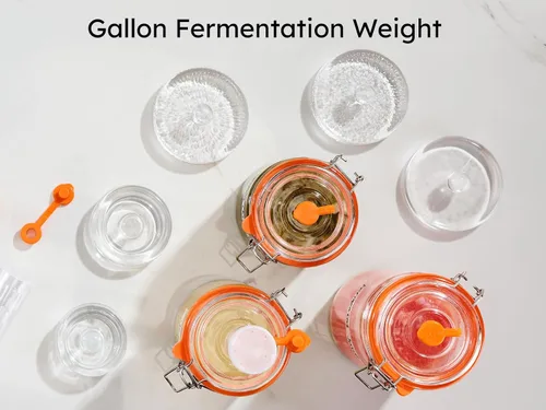 Miniatura 8 de Jillmo Peso de fermentación para frascos de galón de apertura de 3.8 pulgadas, pesos de fermentación de vidrio grandes y pesados para hacer chucrut