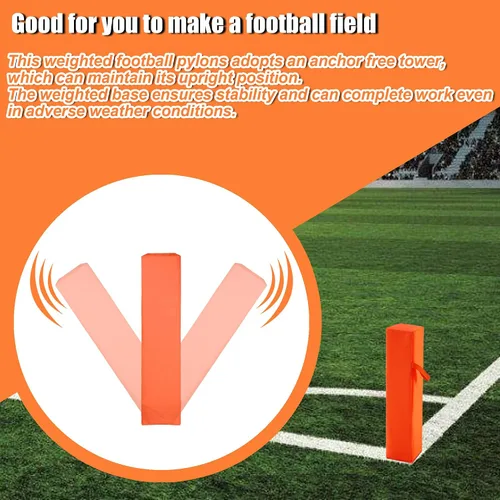 Miniatura 4 de Pilones de Fútbol Americano Marcadores de Campo de Fútbol Americano Marcadores de Zona de Anotación con Peso de Arena Sin Anclaje Pilones de Zona