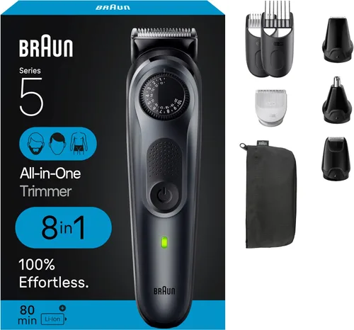 Braun Kit de Estilo Todo en Uno Serie 5 5480, Recortador 8-en-1 para Hombres con Recortador de Barba, Recortador Corporal para Cuidado Masculino,