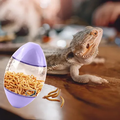 Miniatura 6 de ALI2 Juguete con forma de rugby, juguete de enriquecimiento interactivo de reptil para lagarto, gecko y animales pequeños Púrpura