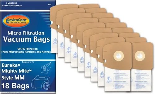 Aspiradora EnviroCare - Bolsas de polvo para aspiradora con microfiltración para Eureka Style MM. Reemplaza la pieza # 60295C (aspiradoras Mighty