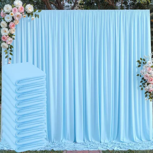 Miniatura 79 de Cortinas de telón de fondo blanco de 30 pies x 8 pies para fiestas de boda, 6 paneles de 5 pies x 8 pies, cortinas de fotografía de poliéster sin