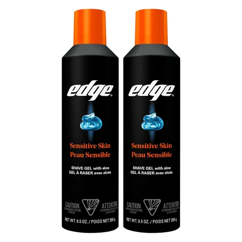 Edge Gel de Afeitar para Hombres, 9.5 oz, Paquete de 2 Gel de Afeitar para Hombres con Aloe, Crema de Afeitar para Hombres para Piel Sensible -