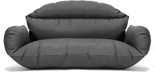 Miniatura 15 de LeisureMod Cojín colgante para silla de columpio para 2 personas, color negro, algodón suave y transpirable, funda extraíble con cremallera