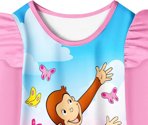 Miniatura 3 de Curious Girls Cartoon Dress Little Kids George Ruffle Long Sleeve Cute Playwear Night Clothes Outfit 2-3 T