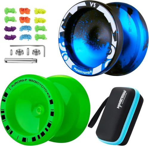 Miniatura 12 de MAGICYOYO Yoyos responsivos para niños principiantes, paquete de 2 Pro Yoyo, truco de doble función, Yoyo V3 + Yoyo K2 de cristal con 12 cuerdas