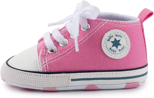 Miniatura 9 de Meckior - Zapatos deportivos de lona para bebé, con suela suave y caña alta, para sus primeros pasos y estar en la cuna