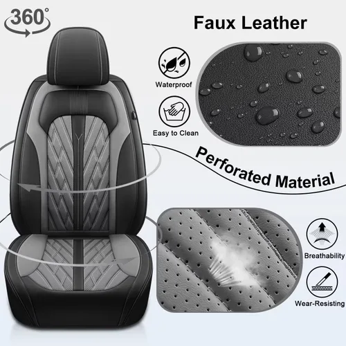 Miniatura 5 de TTX LIGHTING Fundas para Asientos de Coche Juego Completo Compatible con Nissan Frontier 2007-2024 2025 Protector de Asiento de Cuero Impermeable