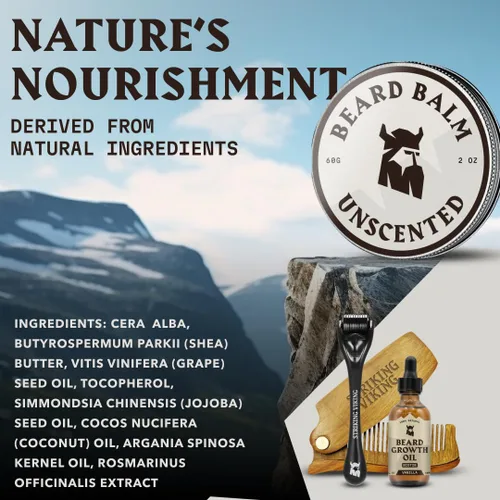 Miniatura 3 de Striking Viking Bálsamo para barba para hombre, sin perfume, 2 onzas, cuidado y peinado sin fragancia, bálsamo suavizante de barba