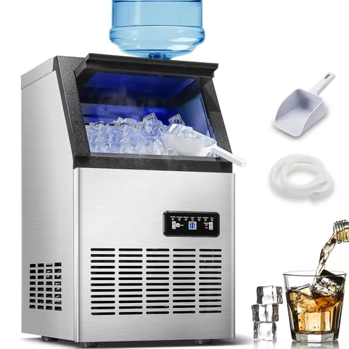 Miniatura 9 de Máquina comercial de hielo de 90 libras/24 horas, máquina de hielo de acero inoxidable bajo encimera o independiente con almacenamiento de 25