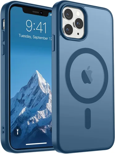 Miniatura 10 de SUPFINE Funda magnética para iPhone 11 Pro Max (compatible con MagSafe) (protección contra caídas de grado militar), delgada, translúcida mate, a