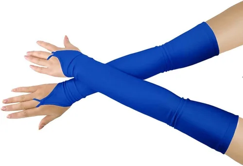 Miniatura 26 de Shinningstar Guantes largos de elastano elástico sin dedos sobre el codo para niñas y niños adultos