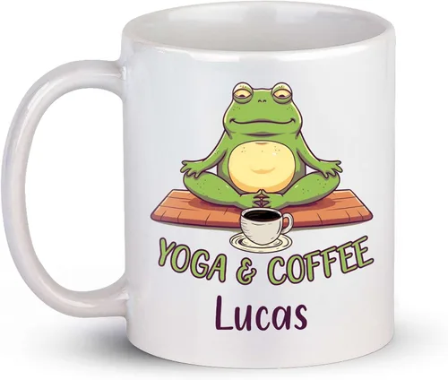 Miniatura 21 de Taza de café personalizada con nombre para yoga, taza de té de yoga con divertido diseño de perezoso, taza de inspiración para yoga y amantes