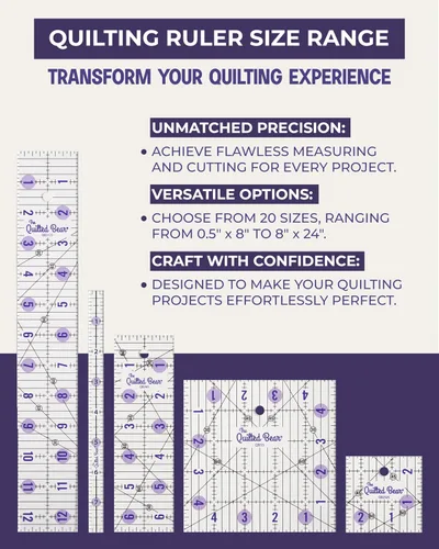 Miniatura 3 de The Quilted Bear Reglas de Acolchado - Regla de Acolchado de Acrílico Transparente Antideslizante, Patchwork y Costura con Líneas Negras Claras