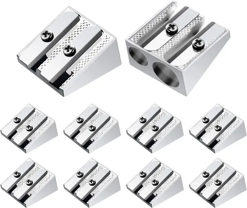cobee 10 sacapuntas, sacapuntas de metal de mano con agujeros dobles, mini afilador de lápices para niños, lápices afiladores para adultos y niños,