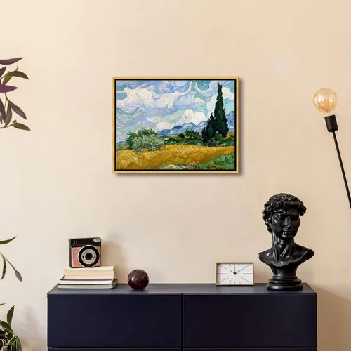 Miniatura 4 de Wieco Art - Arte enmarcado para pared de Campo de trigo con cipreses de Vincent Van Gogh, reproducción de pinturas en lienzo abstracto, impresiones