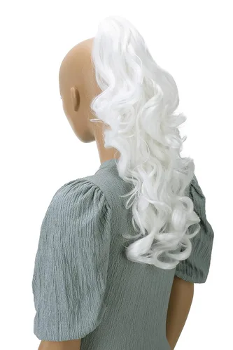 Miniatura 12 de Prettyshop - Extensión de cola de caballo de 24 pulgadas con clip, larga, voluminosa, ondulada, resistente al calor, color negro H63