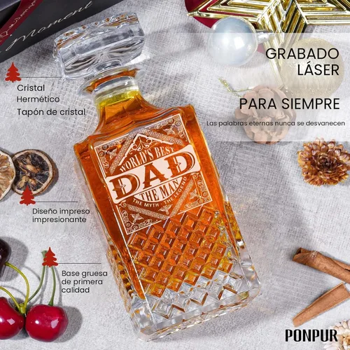 Miniatura 3 de PONPUR Regalos para hombres y papá, rellenos de calcetines, juego de decantador de whisky con 2 vasos, regalo único y genial de cumpleaños para papá