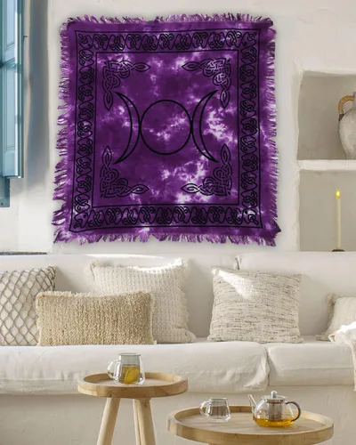 Miniatura 4 de Indian Consigners Tela de altar púrpura Triple Luna Cuadrado 18" en Alter Tarot Spread