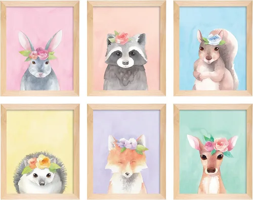 Miniatura 7 de L&O Goods - Pósteres enmarcados para decoración de guardería de animales para mamá y bebé, juego de 5 impresiones de decoración de habitación
