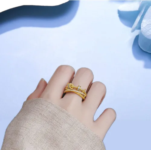 Miniatura 3 de Askljeby Anillo de ansiedad para hija, anillo de oro de 18 quilates para hija de mamá a mi hija, circonita cúbica, ajustable, para el pulgar, alivio