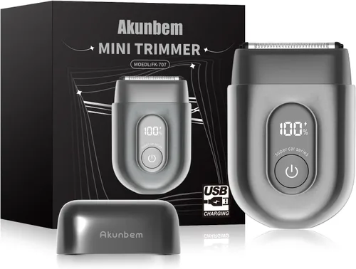 Akunbem Maquinilla de afeitar eléctrica para hombres, mini afeitadora eléctrica para hombres, afeitadora portátil de lámina con 3 cuchillas de