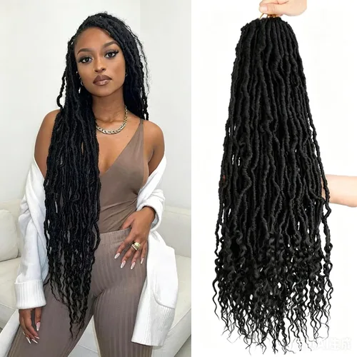 Mytarku 8 paquetes de rastas suaves de 24 pulgadas con extremos rizados, rastas de pelo sintético de ganchillo bohemias para mujeres rastas de 1b