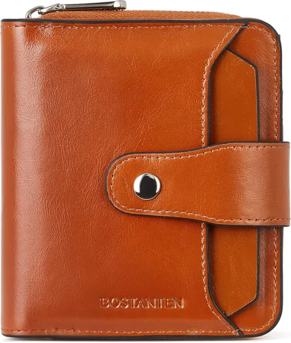 Miniatura 10 de BOSTANTEN - Billetera de cuero para mujer, pequeña, con bloqueo RFID, de dos pliegues, bolsillo con cremallera, tarjetero con ventana para 1-beige