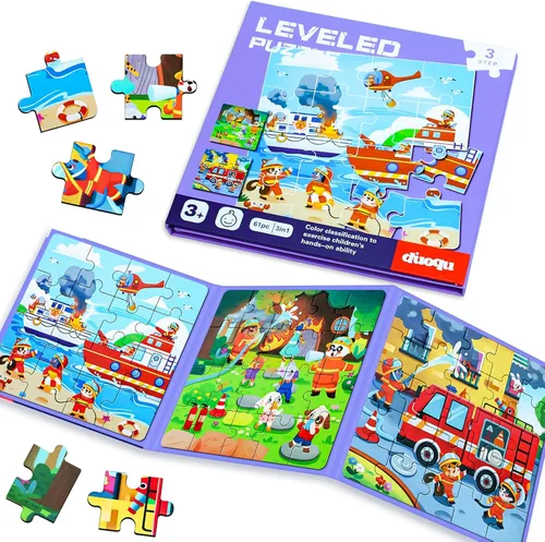 Miniatura 8 de Rompecabezas magnéticos para niños de 4 a 8 años, libro de rompecabezas de imanes de dibujos animados 3 en 1 para niños pequeños, juguetes de viaje