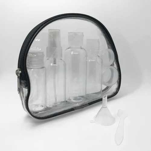 Miniatura 9 de Juego de 4 botellas de viaje con bolsa con cremallera para artículos de tocador, champú, acondicionador, loción, gel de baño, líquido a prueba