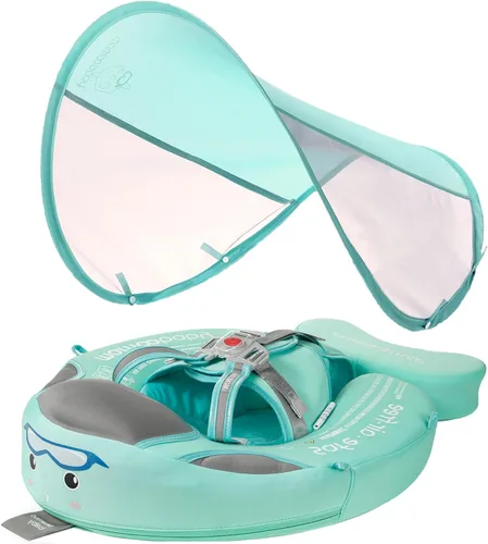 Miniatura 11 de Mambobaby Flotador con dosel extraíble para piscina para bebé, flotador de seguridad no inflable, cola mejorada, material suave y agradable a