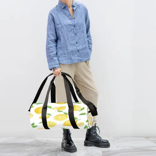 Miniatura 4 de Bolsa de lona de limón en rodajas con correa de hombro desmontable, bolsa de gimnasio deportiva para estudiantes, bolsa deportiva de 17.6 x 9 x 9