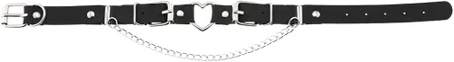 Miniatura 4 de SJYFAL Gargantilla de cuero con corazón para mujer, collar de cadena punk rock con remache de poliuretano, ajustable, Cuero,
