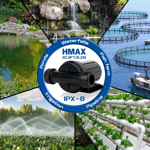 Miniatura 8 de WaterRebirth (PA2000, 1600 GPH) Bomba de agua sumergible de alto flujo - Bomba de agua para el hogar/en línea - Bomba sumergible - Bomba