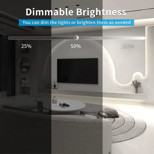 Miniatura 5 de Tira de luz LED COB de 32.8 pies, color blanco, regulable, CC de 24 V, 6000 K, cinta de luz LED flexible para dormitorio, con control remoto