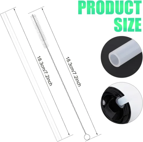 Miniatura 2 de 6 popotes de repuesto para Eddy + botella de agua, con un cepillo de limpieza, popotes reutilizables, rectos, solo compatibles con accesorios Eddy