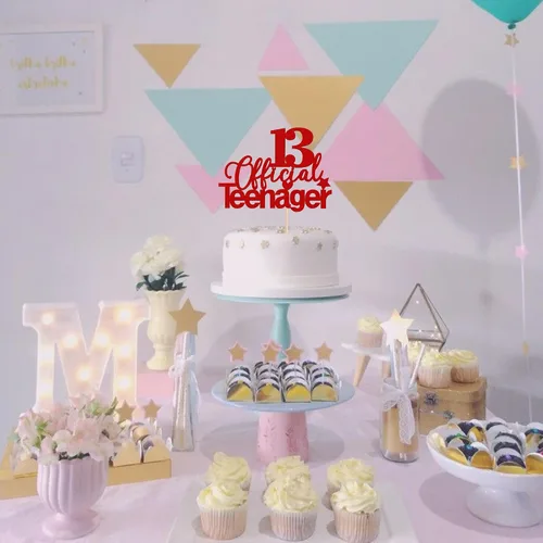 Miniatura 6 de 1 PIEZA Decoración Oficial para Pastel de 13 Adolescente con Purpurina Palillo de Pastel para Cumpleaños 13 Decoraciones para Suministros de Fiesta