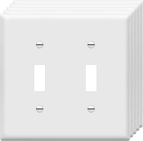Miniatura 17 de ENERLITES Cubierta doble para interruptor de palanca, placa de pared para interruptor de luz de dos bandas, acabado brillante, 2 bandas de 5.5 x 5.5